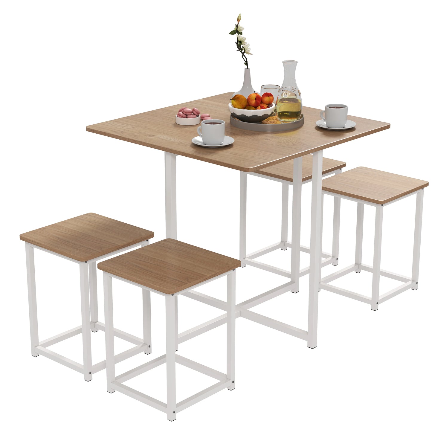 HOMASIS 5 Piece Dining Table And Chair Set Metal Legs