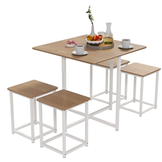 HOMASIS 5 Piece Dining Table And Chair Set Metal Legs