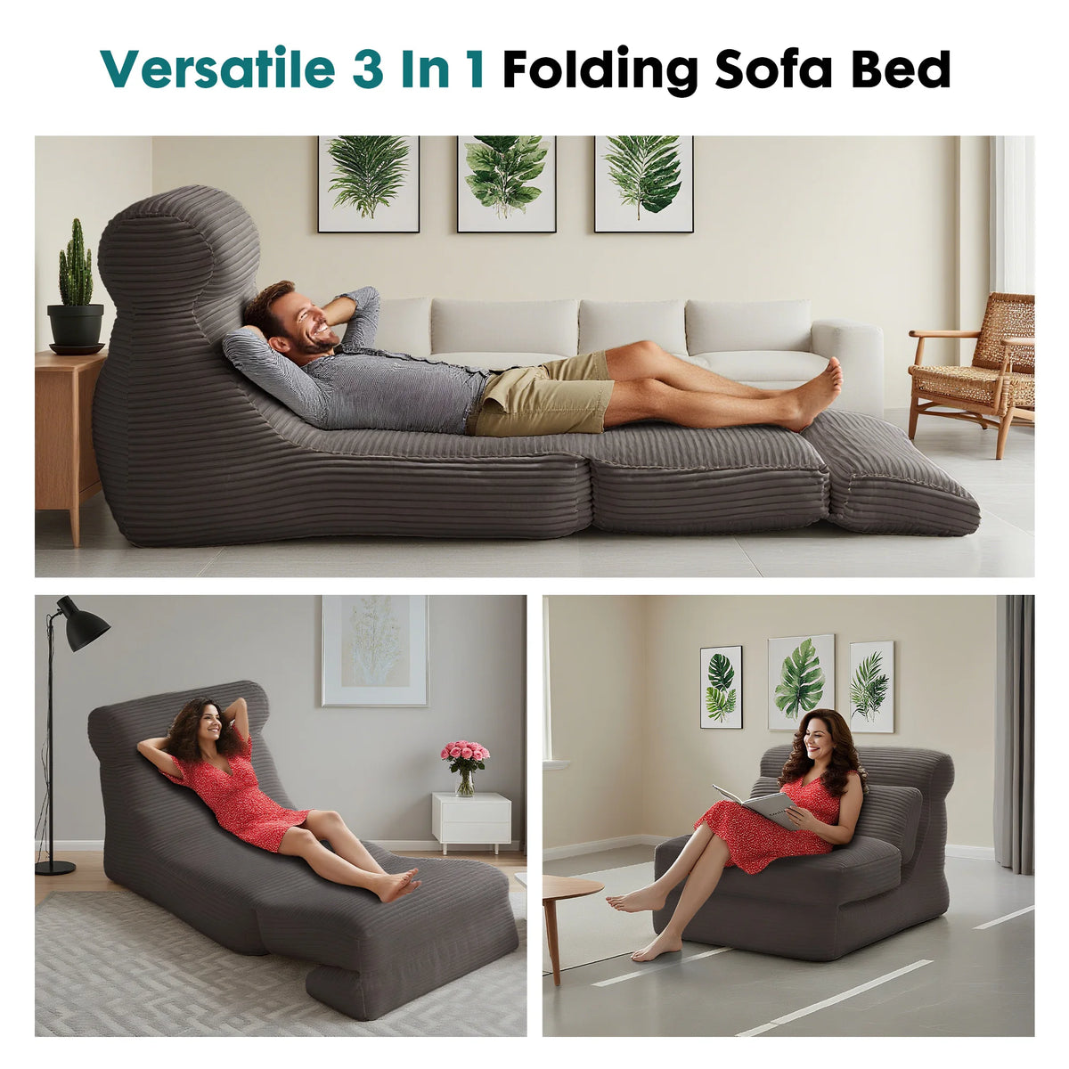 JHK Ergonomic Folding Sofa Bed With Lumbar Support and Comfort