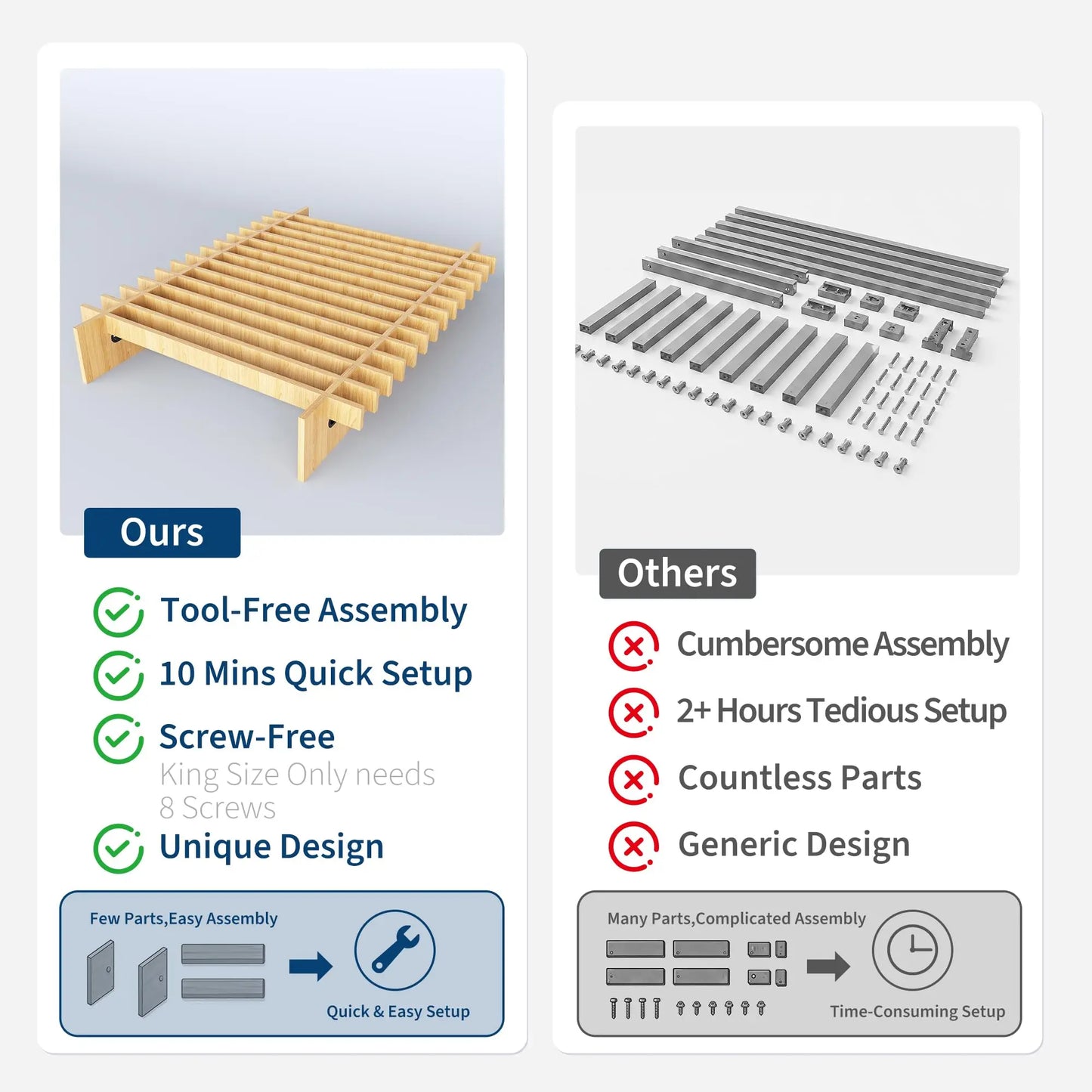 HiMISS Low Profile Wood Platform Bed Frame No Box Spring