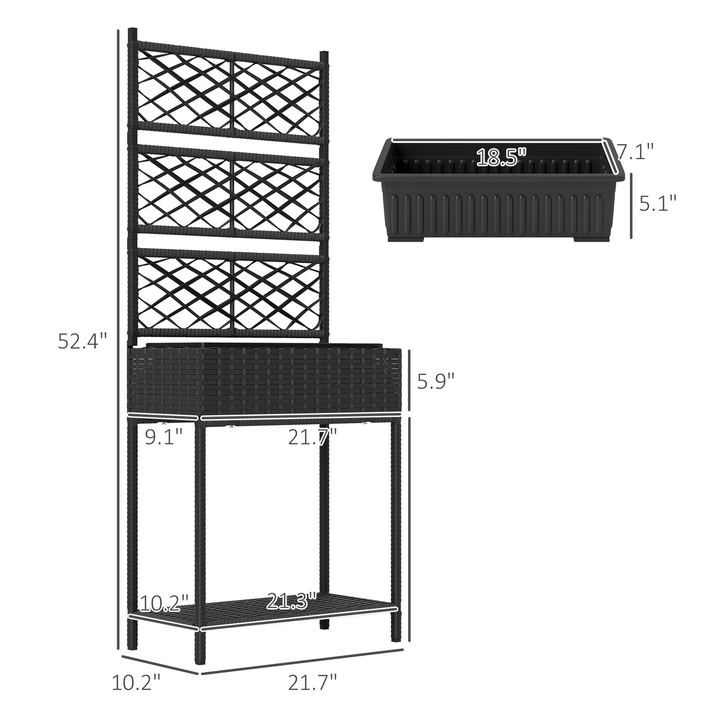 Outsunny Rattan Elevated Planter With Flower Stand And Storage Shelf