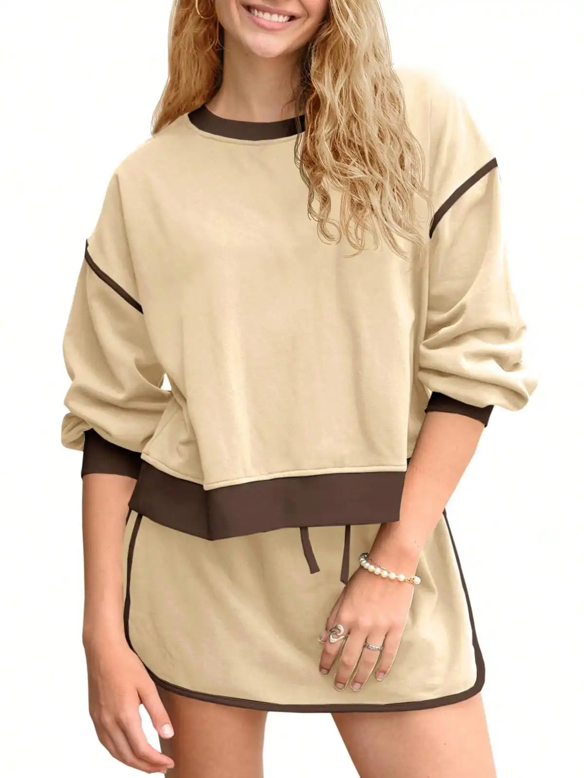 Fisoew Women's Crewneck Sweatsuit Set Oversized Loungewear