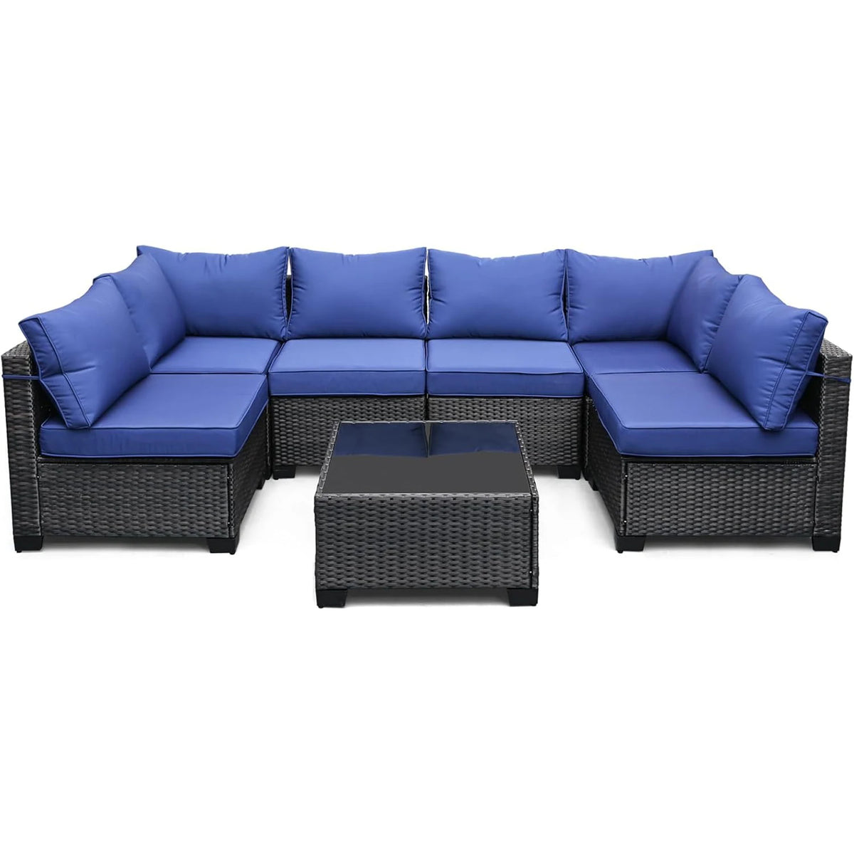 HiMISS Outdoor Modular Rattan Sectional Sofa Conversation Set