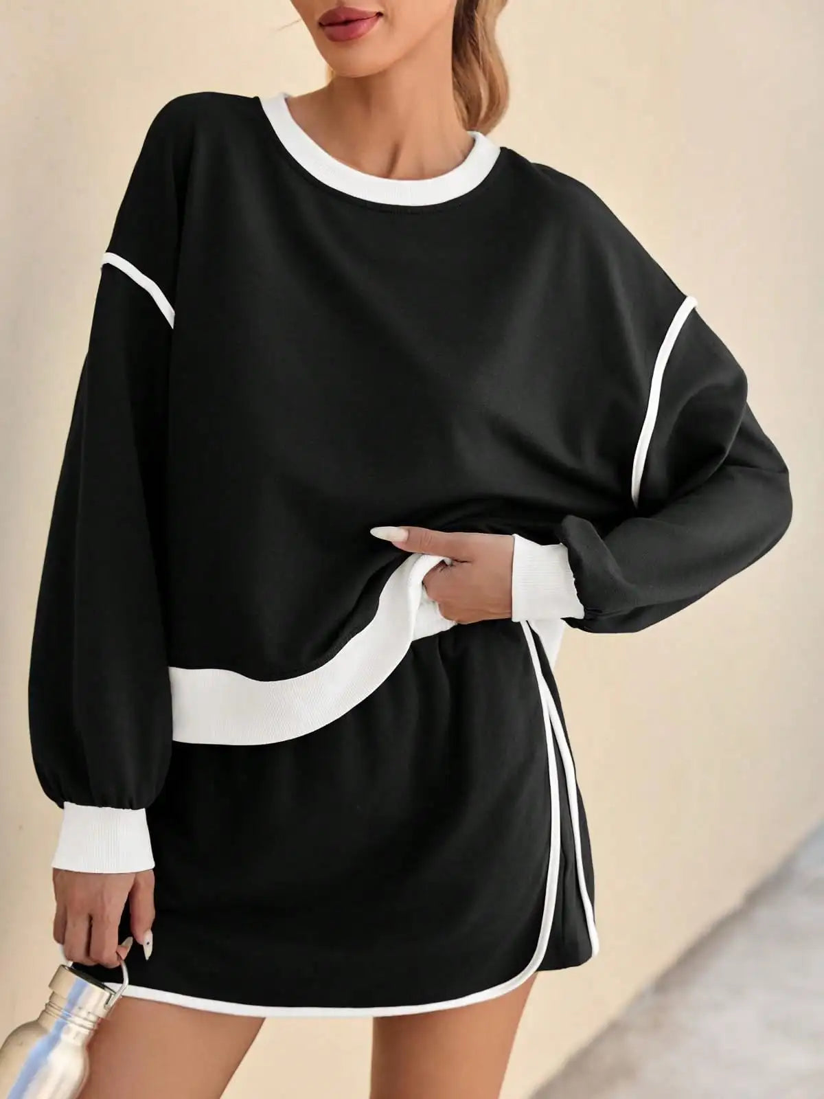 Fisoew Women's Crewneck Sweatsuit Set Oversized Loungewear