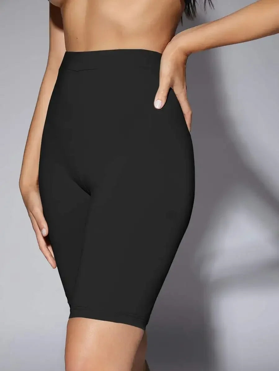Silquee High Waist Biker Shorts For Women Knit Stretchy