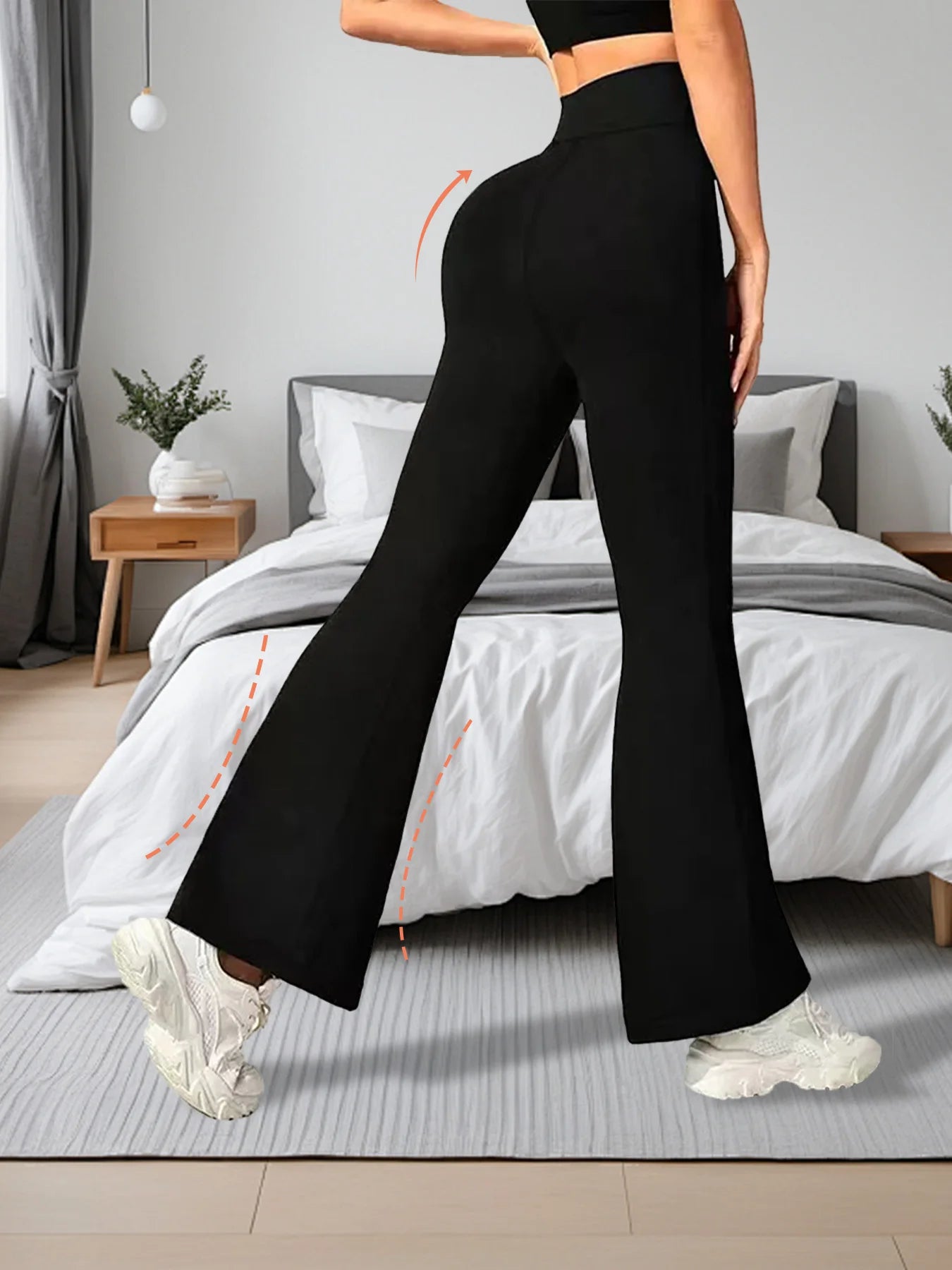 4-Piece Set High Waisted Women's Bell Bottom Pants Slimming