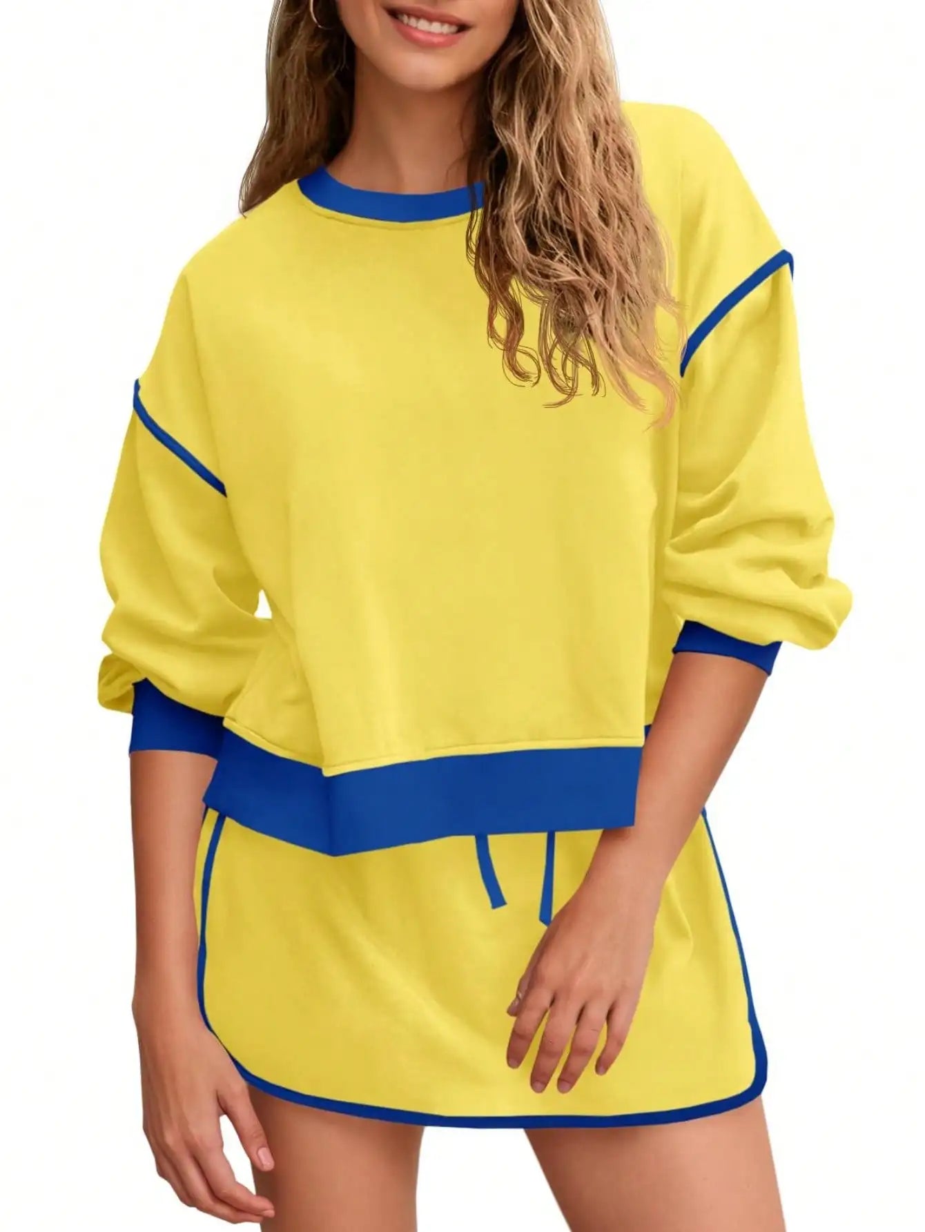 Fisoew Women's Crewneck Sweatsuit Set Oversized Loungewear