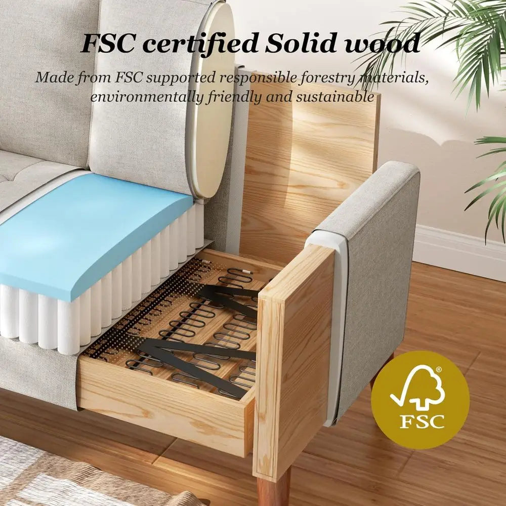 Modern Wooden Office Loveseat Sofa For Waiting Room Reception