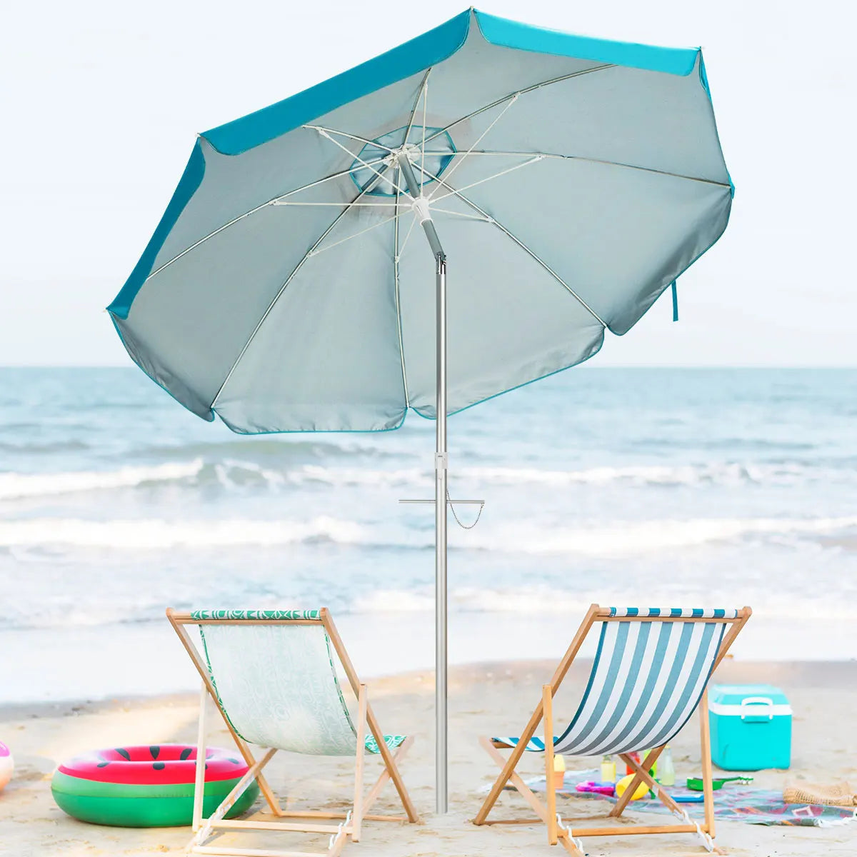 Homasis Tilt Aluminum Patio Beach Umbrella With Carry Bag
