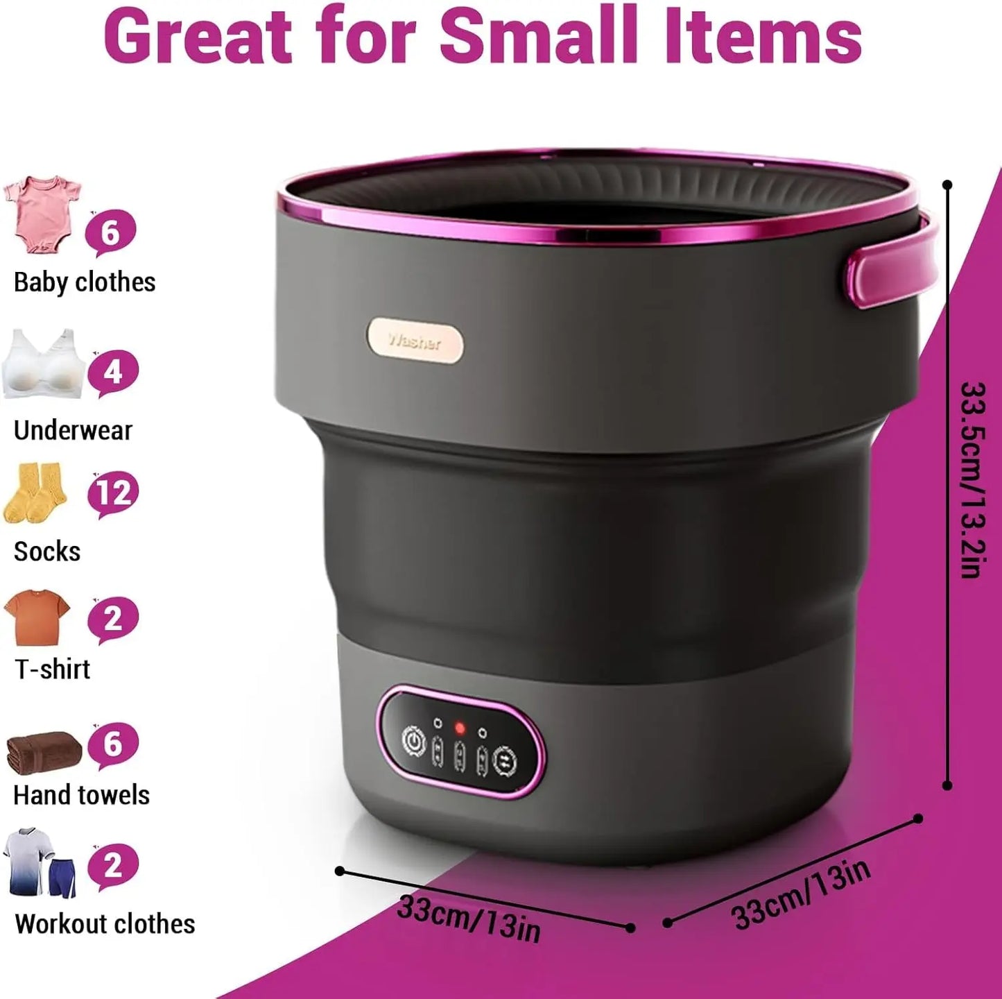 Acekool 13L Portable Foldable Mini Washer With Spin Dryer