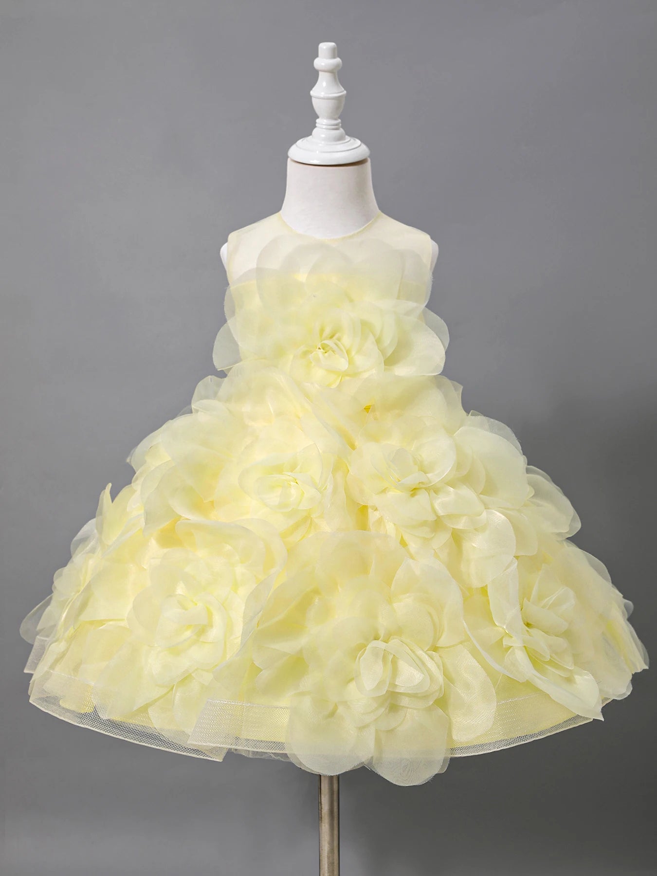 Girls Elegant Princess Party Dress Floral Sleeveless Ball Gown