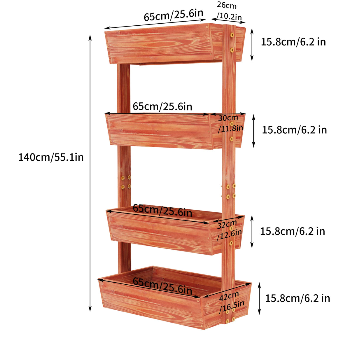 Four Tier Raised Garden Bed Wooden Vertical Planter Box