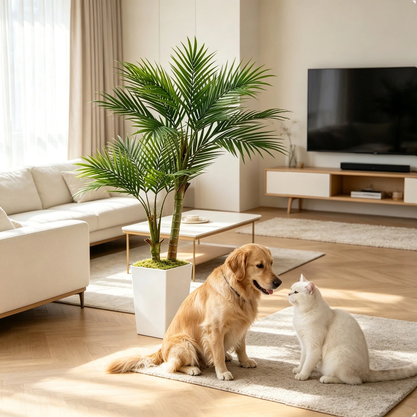 Olitree Artificial Areca Palm Tree With Decorative Floor Planter