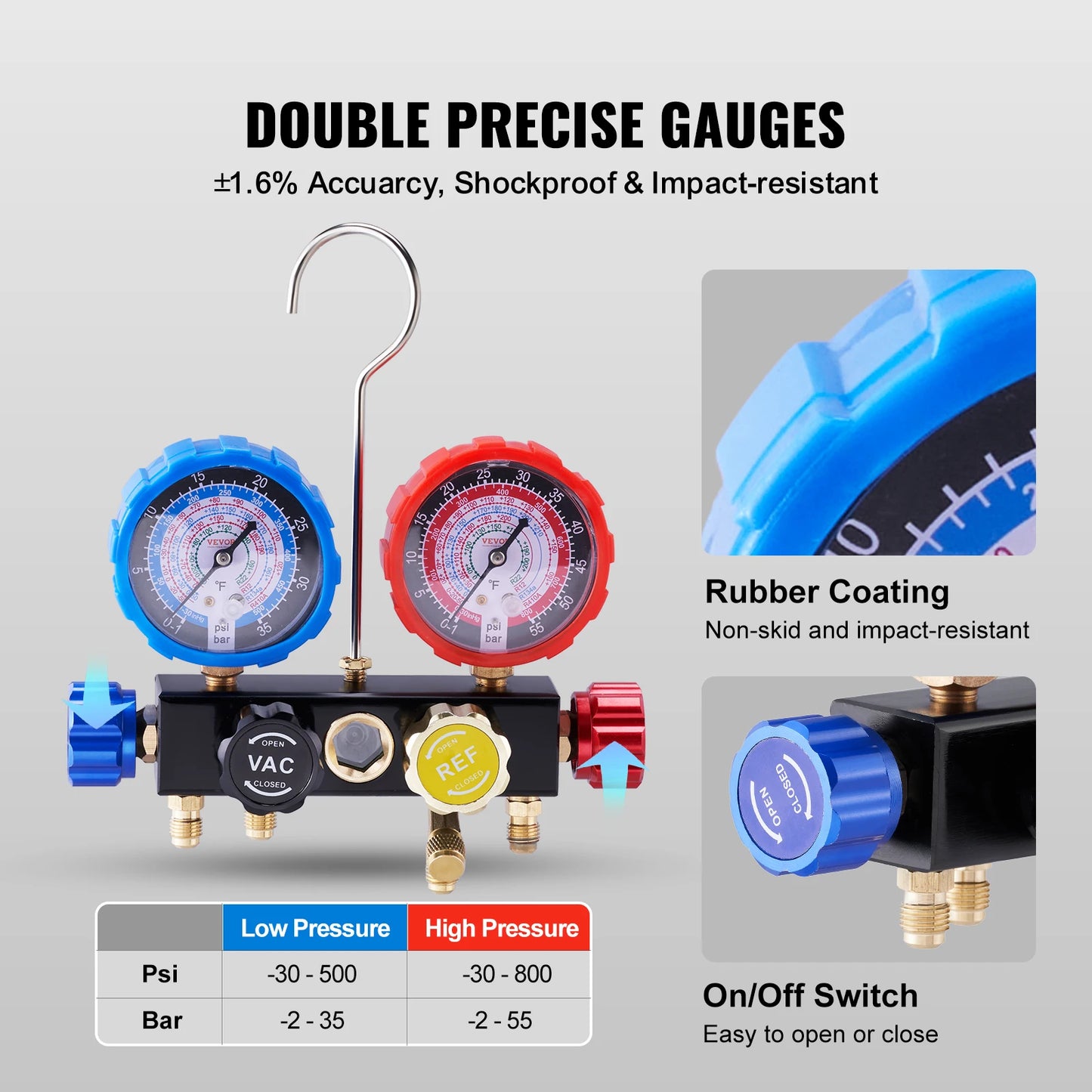SucceBuy 4 Way AC Manifold Gauge Set