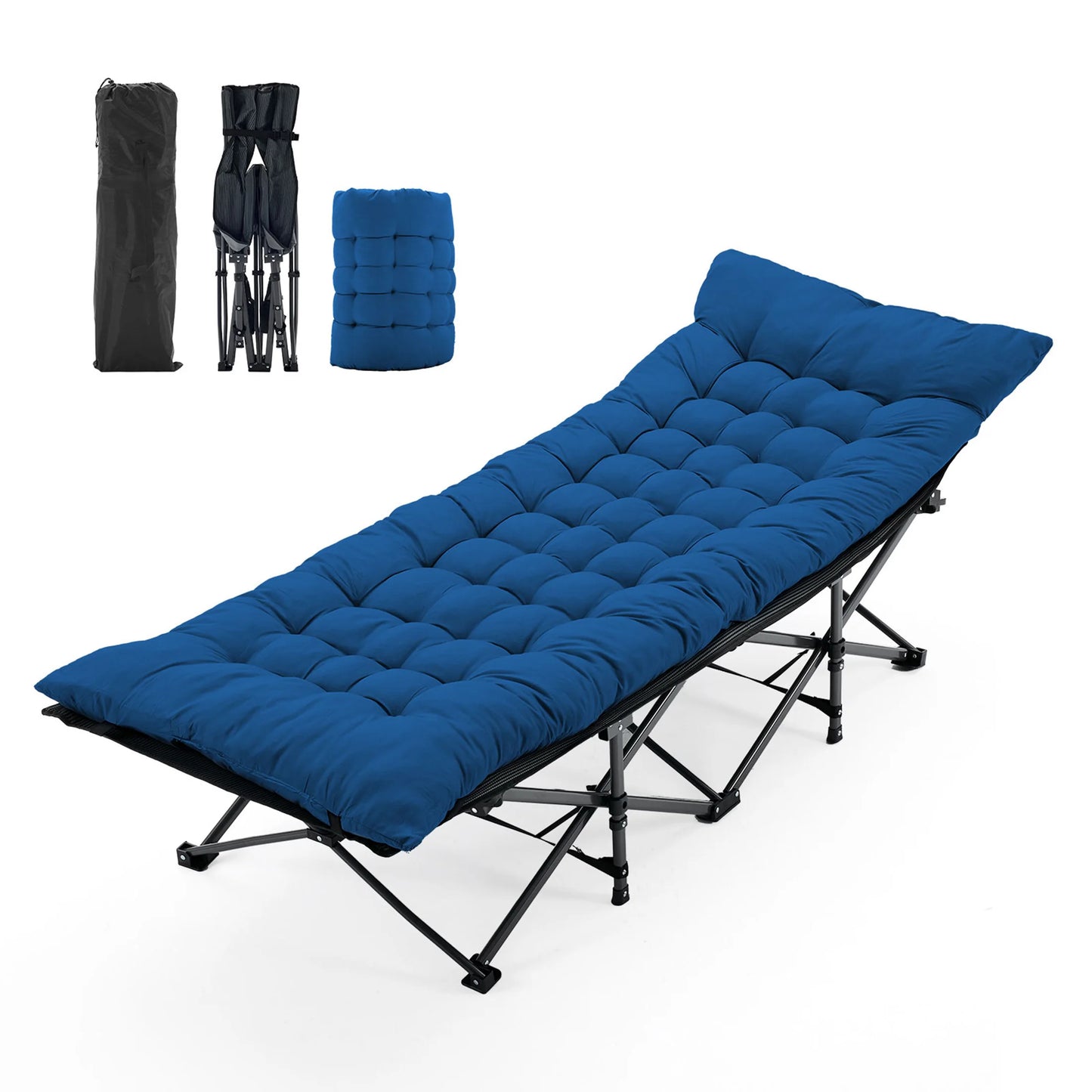 JHK Folding Camping Bed Lounge Chair With Storage Case