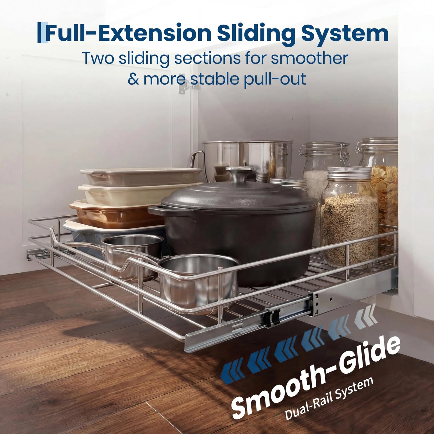 HiMISS Heavy Duty Stainless Steel Cabinet Pull Out Organizer