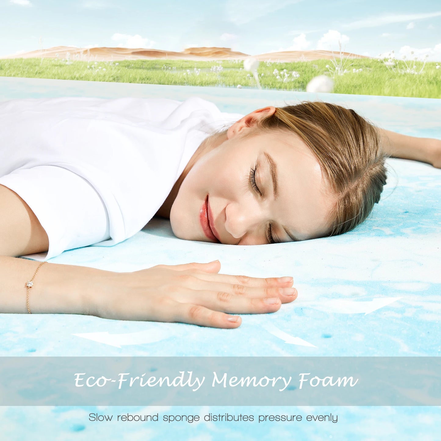 JHK Gel Cooling Memory Foam Mattress Topper Soft Breathable