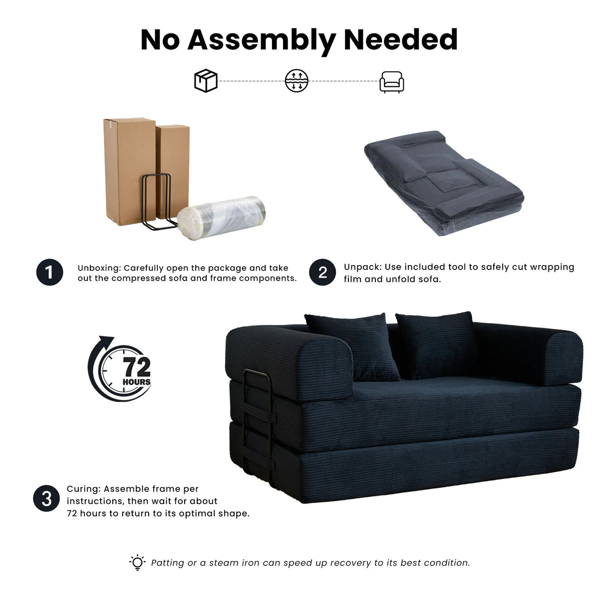 Boneless Folding Convertible Sofa Bed With Pull Out Sleeper
