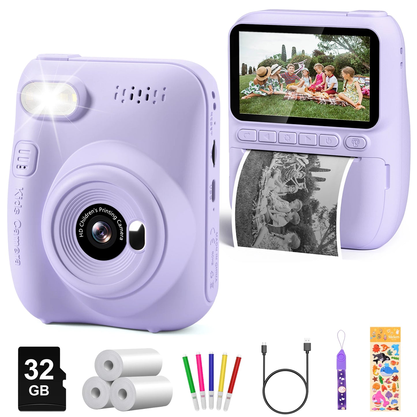 DIAMOOKY Kids Digital Camera LCD Instant Print 32MP HD