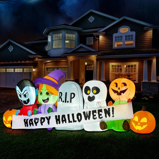 Joyfy Halloween Inflatable Tombstone Ghost Vampire Witch LEDs Decor