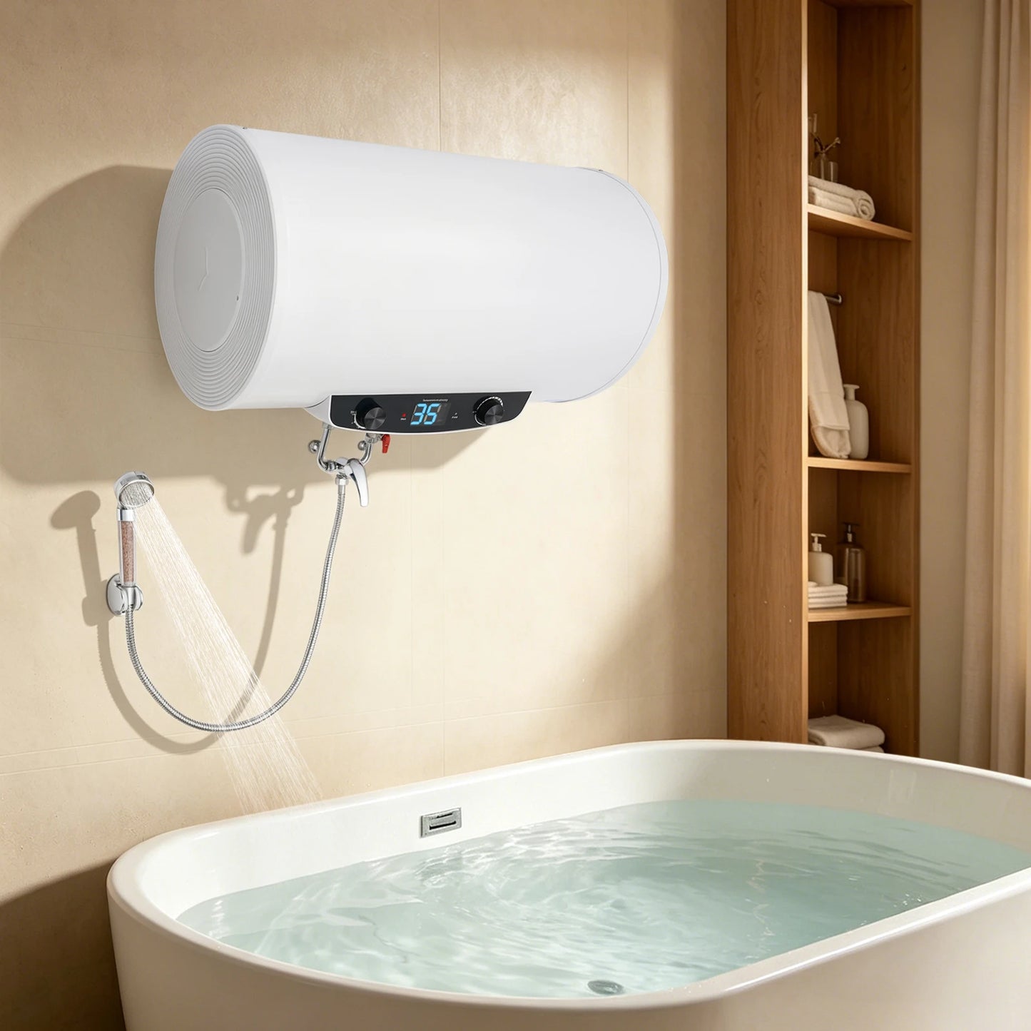 Electric Wall Mounted Water Heater, 1500W, 110V, IPX4 Waterproof
