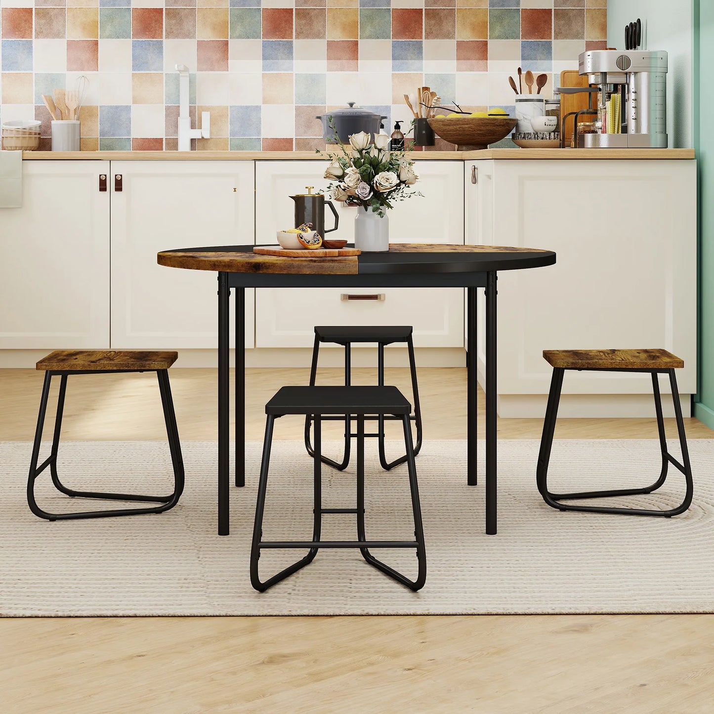 HOMASIS 5Piece Dining Set For Four With Wood Tabletop
