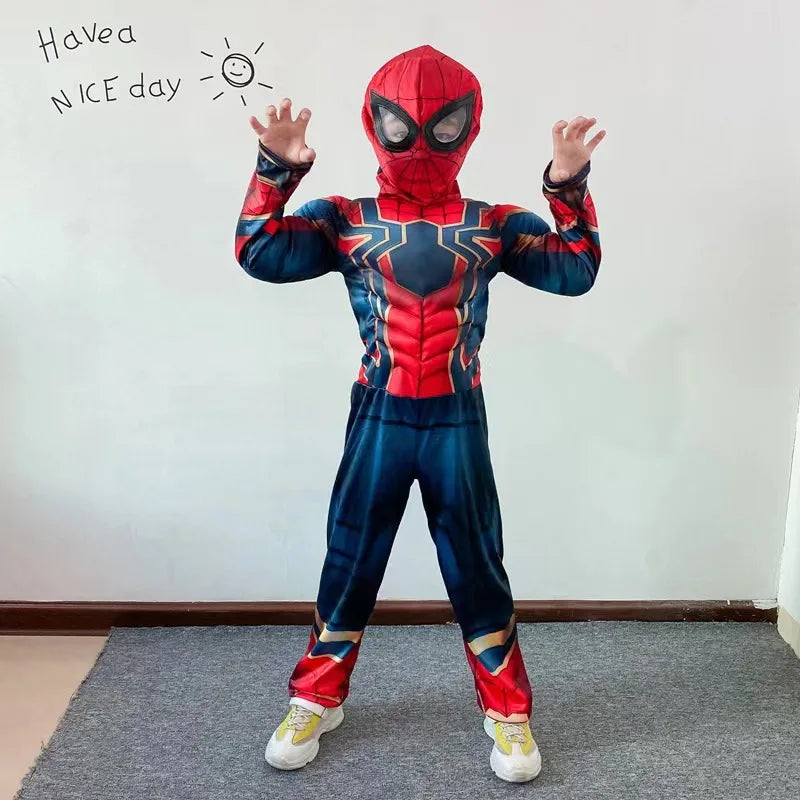 Kids Iron Spider Cosplay Jumpsuit And Mask Costume Set