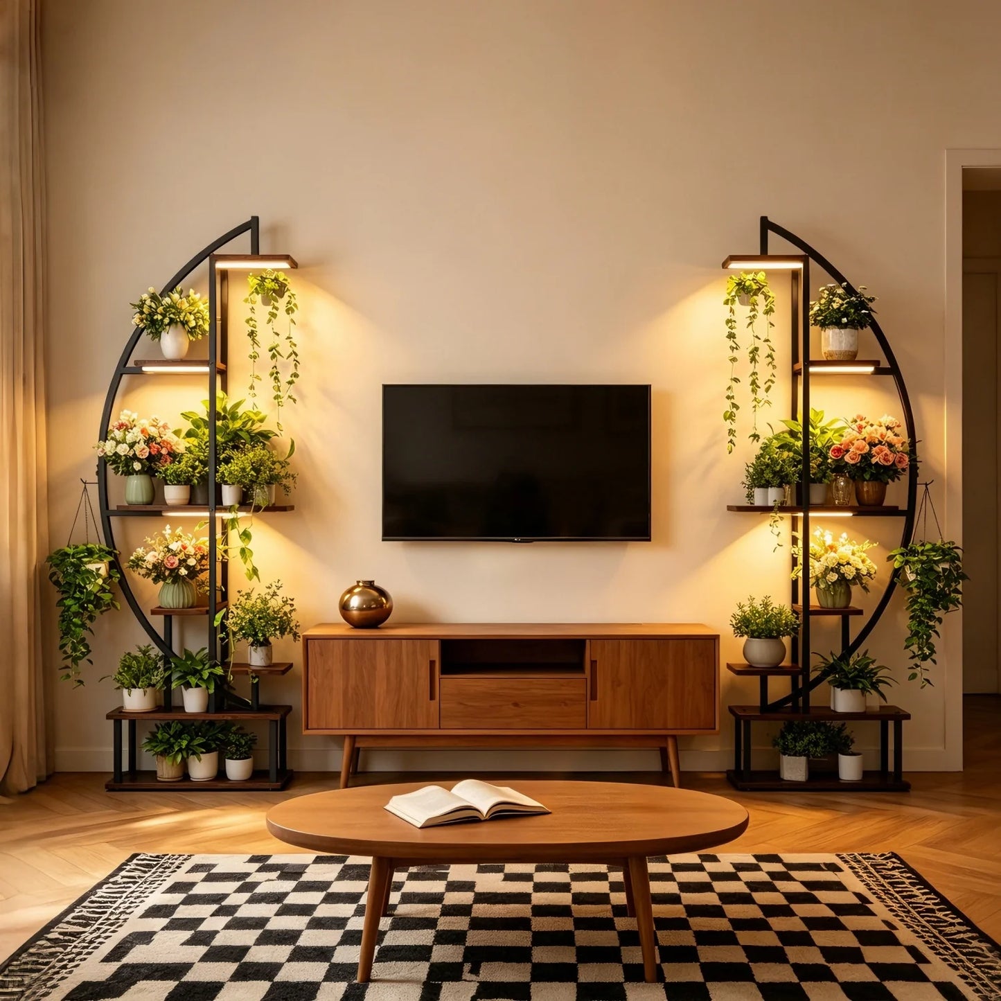 Seven Tier Half Moon Metal Plant Stand And Flower Rack