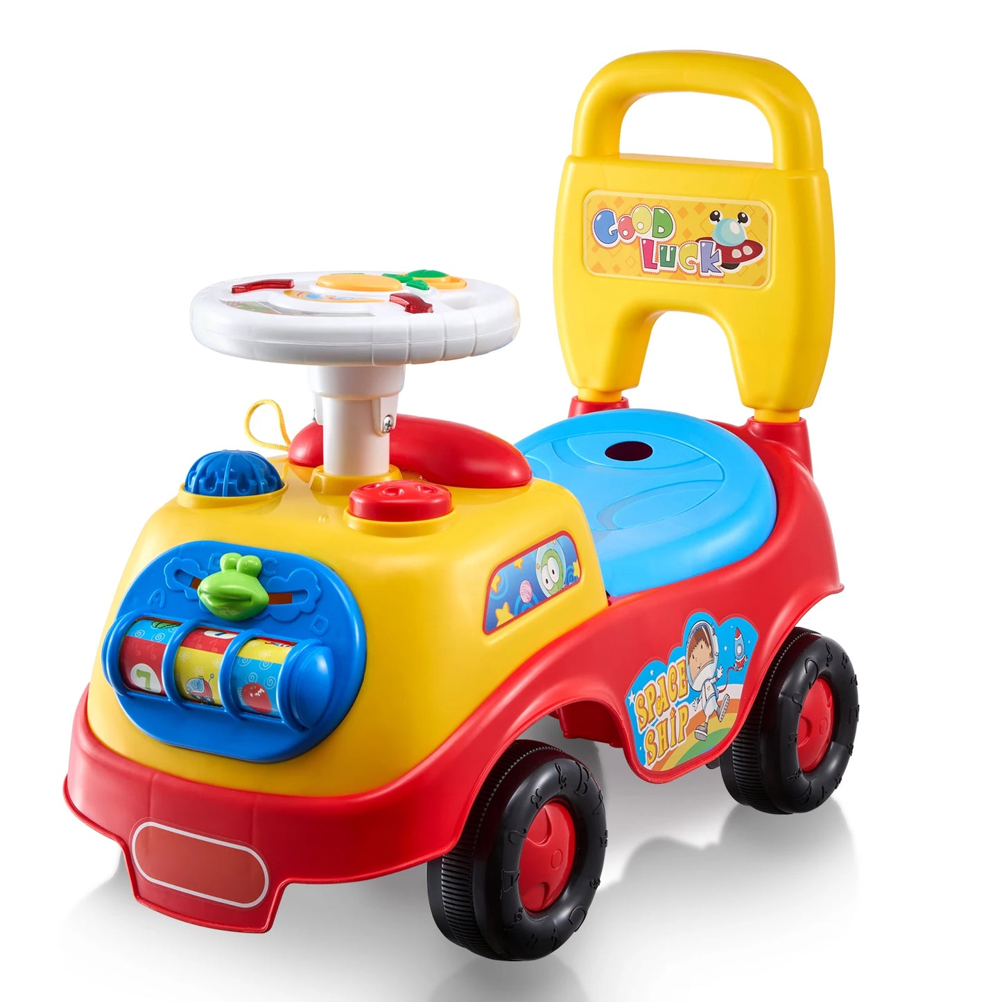 SucceBuy Toddler Ride On Push Car Sit To Stand Music