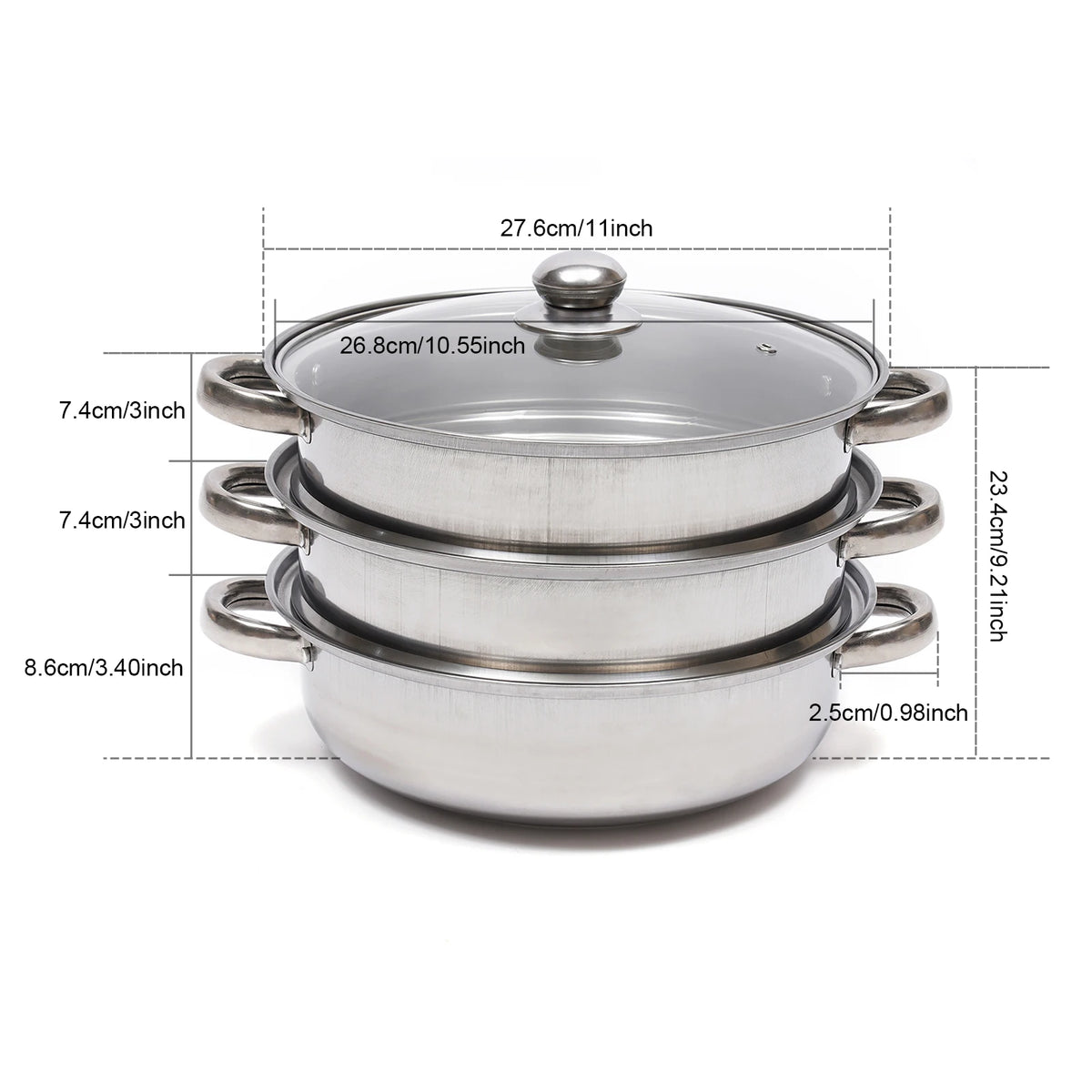 Bymaocar Stainless Steel Food Steamer With Lid For Healthy Cooking