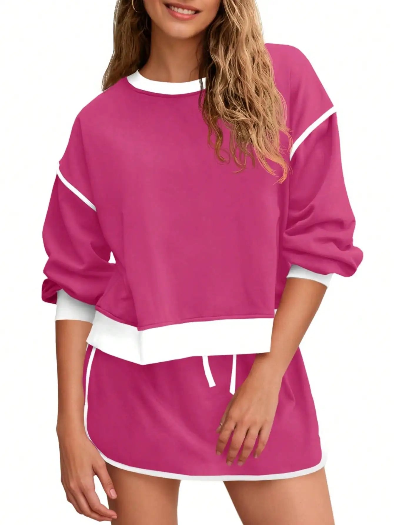 Fisoew Women's Crewneck Sweatsuit Set Oversized Loungewear