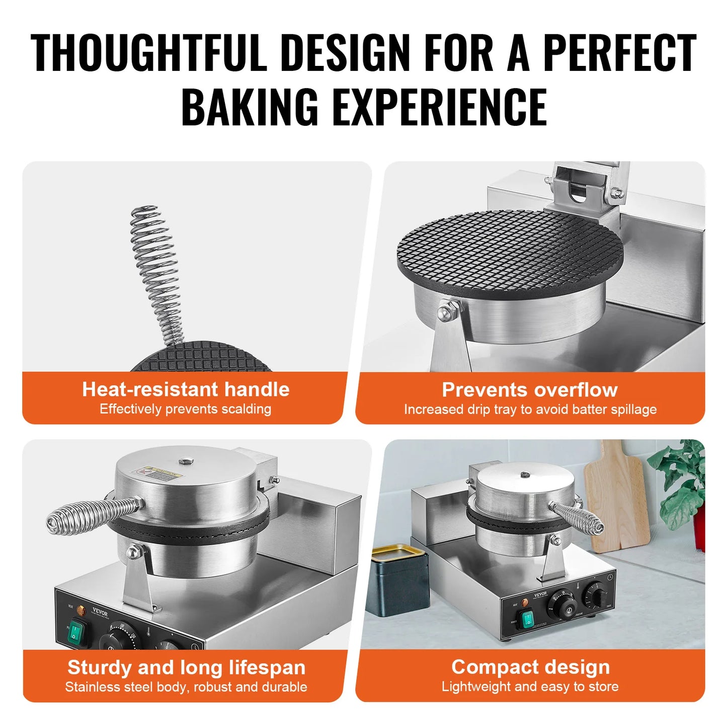 SucceBuy Commercial Electric Ice Cream Cone Maker With Control