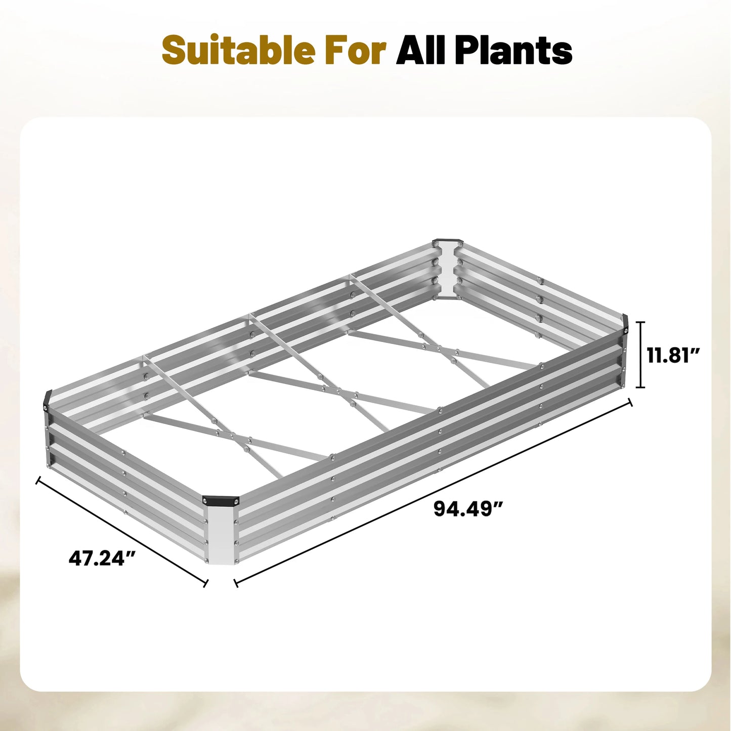 JHK Rectangular Outdoor Metal Garden Bed Planter Box Rust Resistant