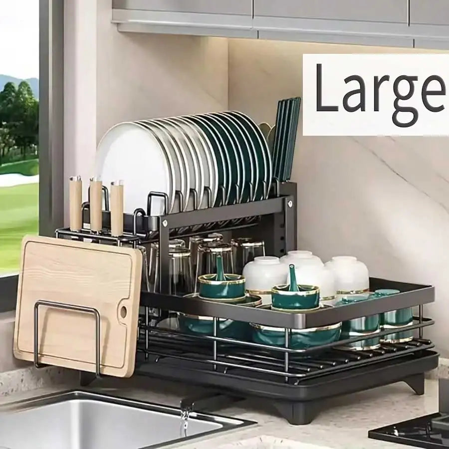 Metal Kitchen Cutlery Rack With Knife Fork And Cup Holders