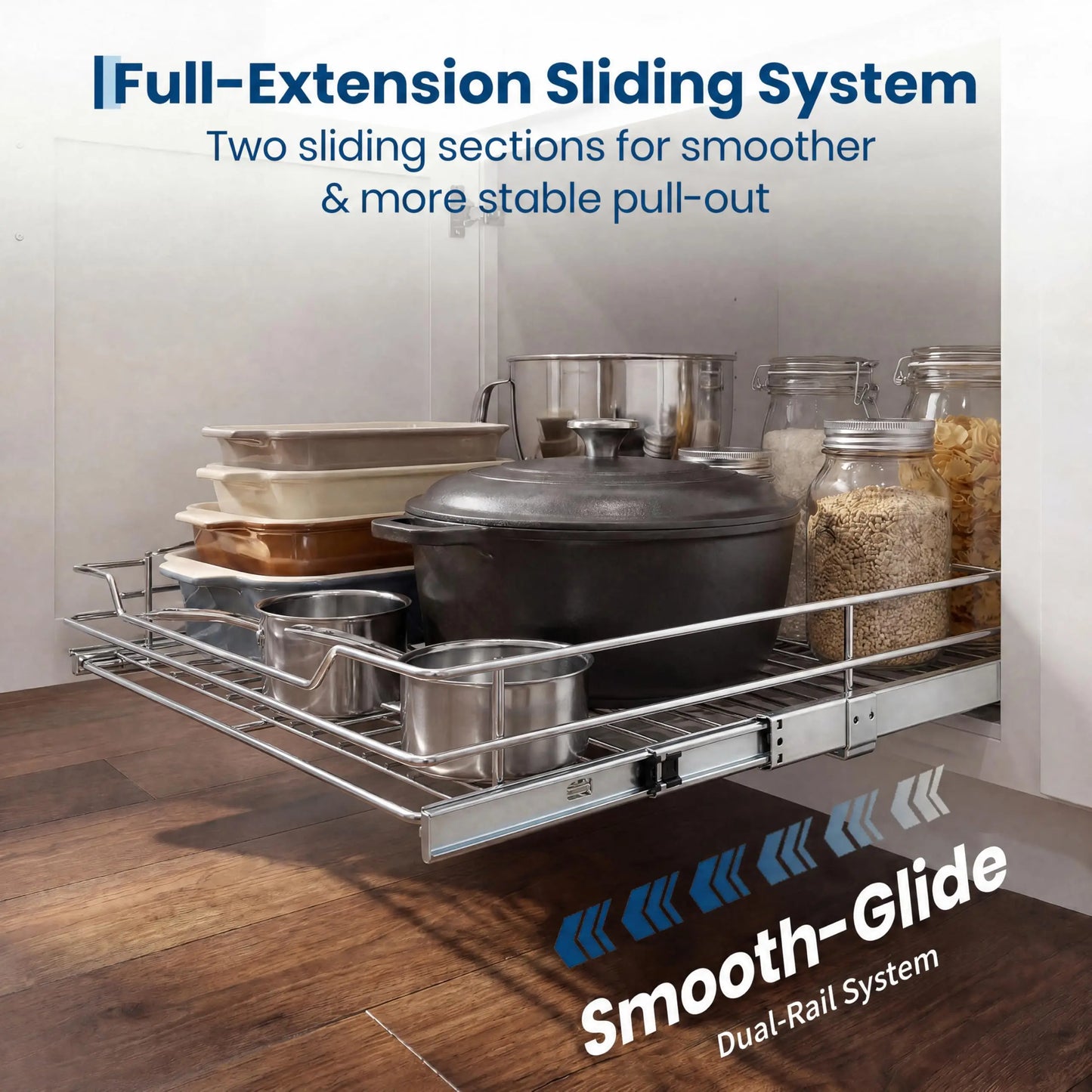 HiMISS Heavy Duty Stainless Steel Cabinet Pull Out Organizer