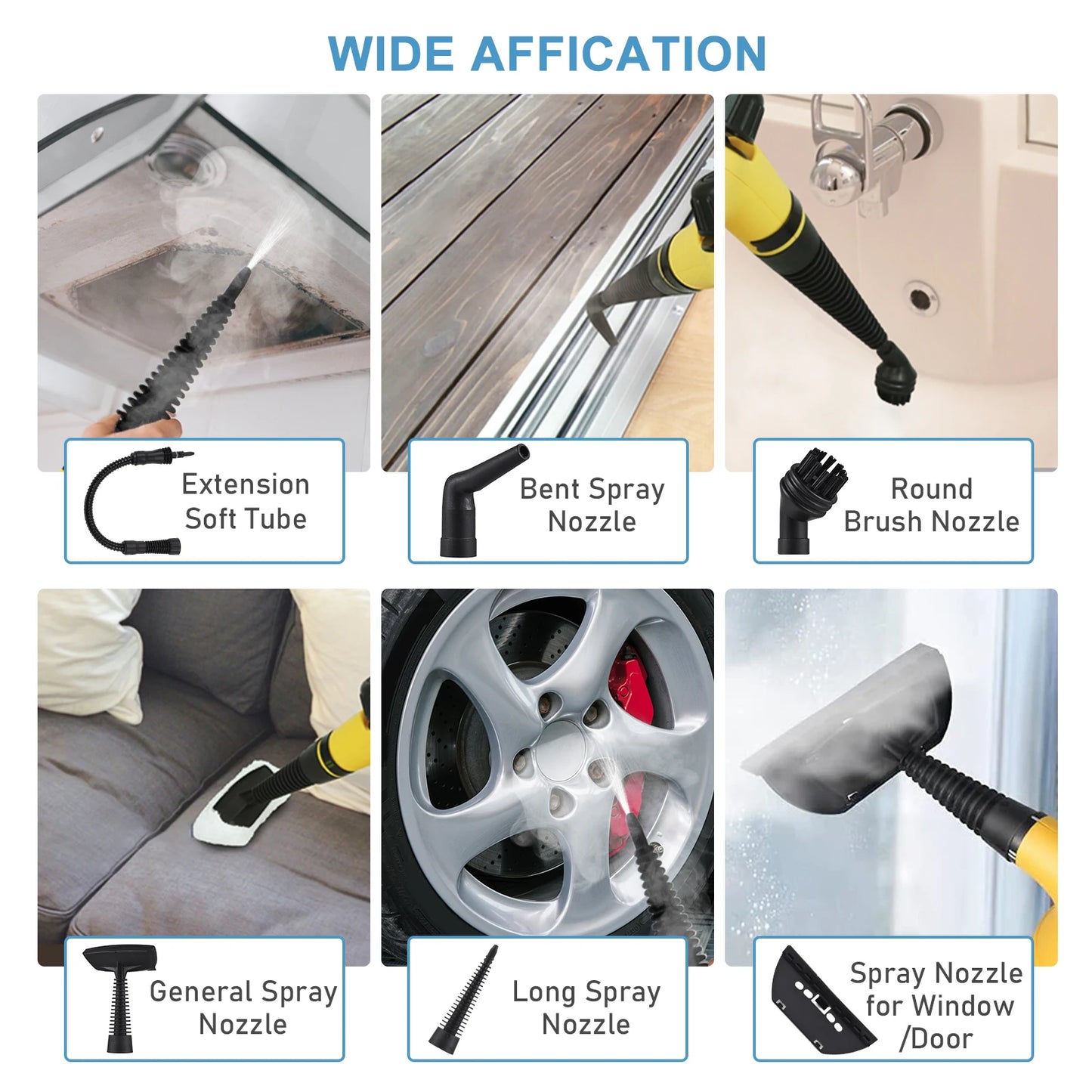 Romellar Portable Handheld Steam Cleaner With 9 Accessories