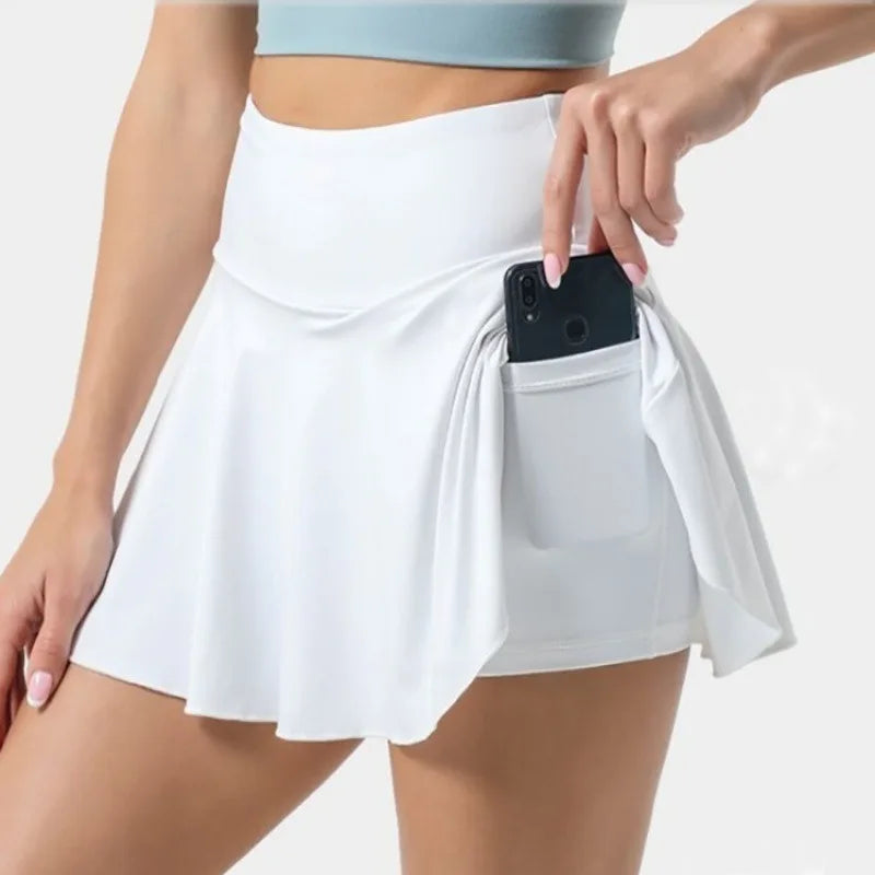 Women's Tennis Skirt With Pockets High Waist Pleated