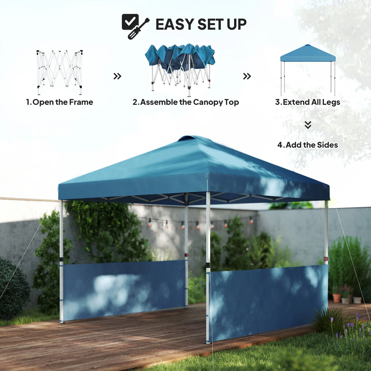 Durable Pop Up Canopy Tent Equipped With Foldable Side Panels
