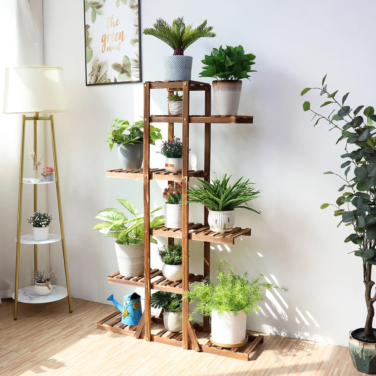 Wisfor Natural Pine Wood Flower Planter Stand Display Rack