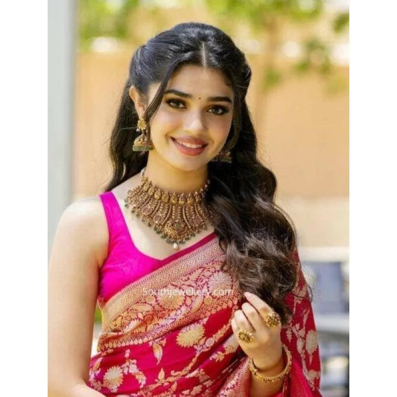 Women's Cotton Banarasi Silk Saree With Blouse Piece