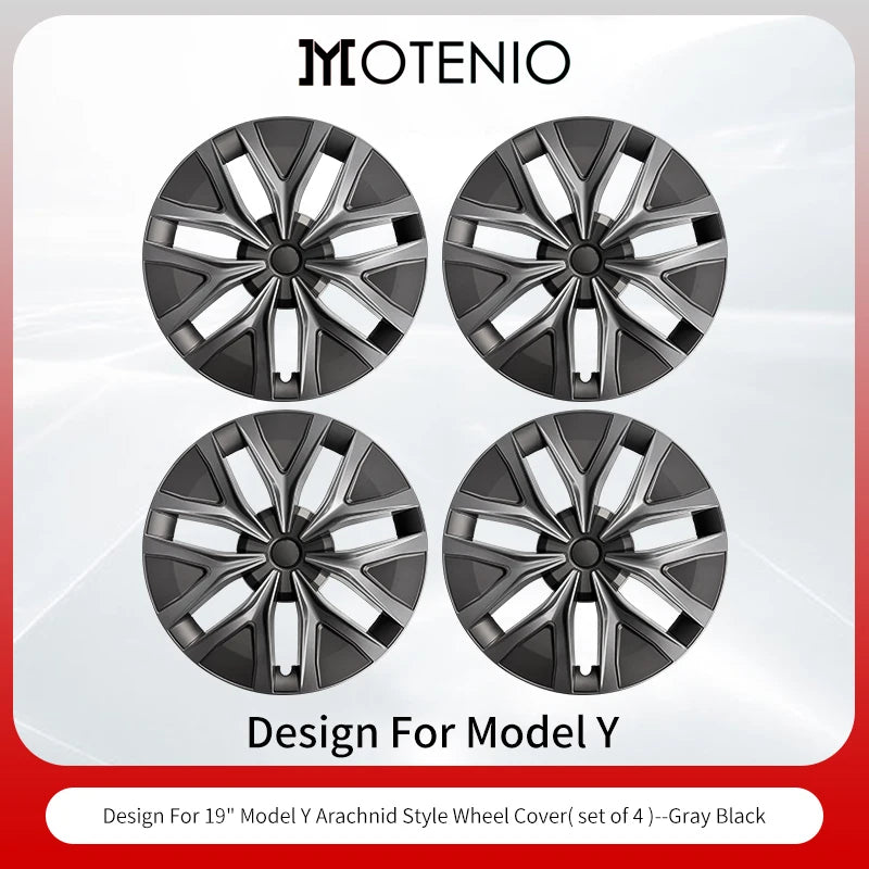 MOTENIO 4Pcs Arachnid Web Hub Caps for Tesla Model Y