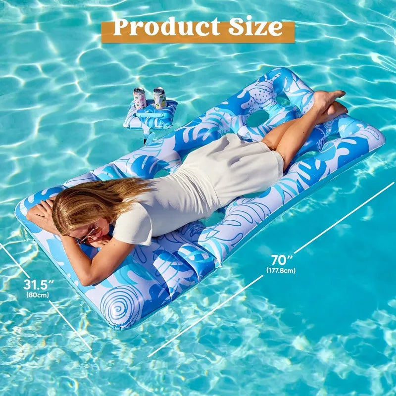 Joyfy Adjustable Backrest Pool Float Tropical Leaves Lounger Cup Holders