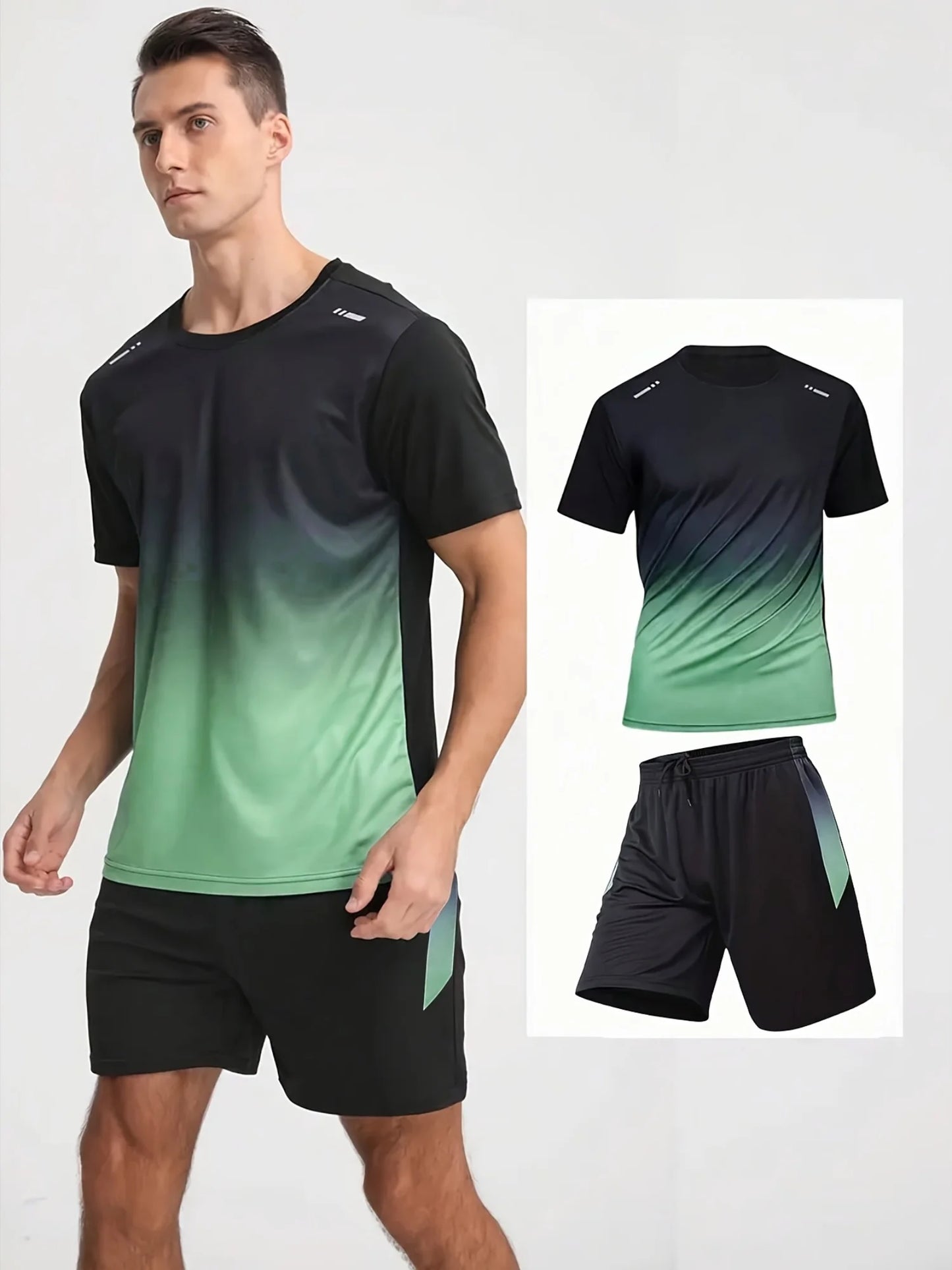 Winthunder Men's 12-Piece T-Shirts And Shorts Set Breathable