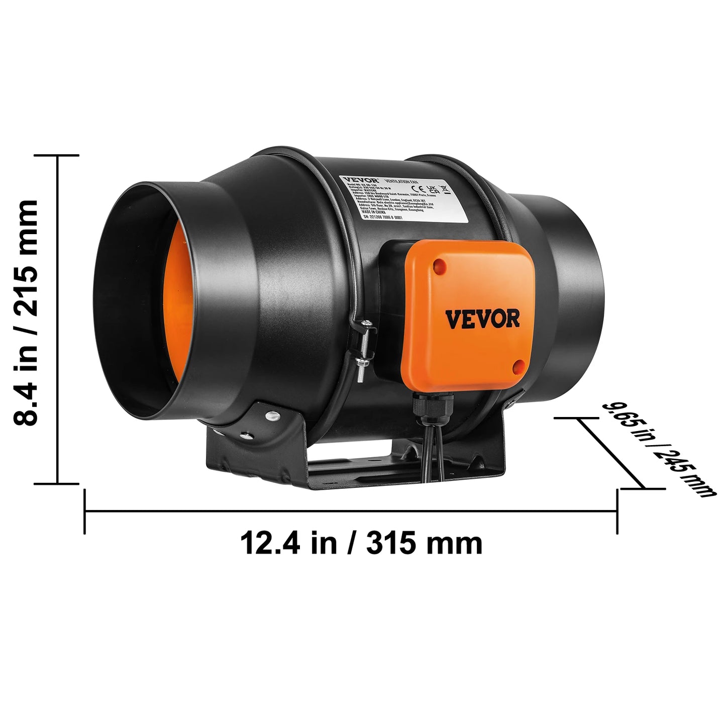VEVOR Inline Duct Fan With Temperature Humidity Controller EC Motor