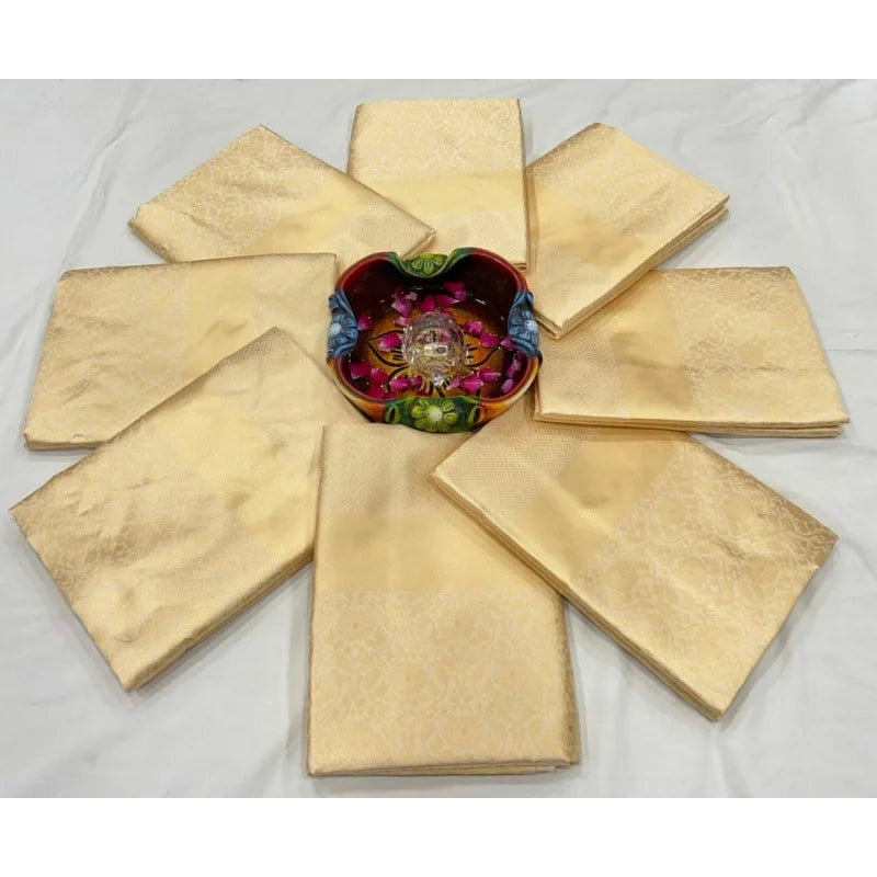 Women Golden Silk Banarasi Saree With Unstitched Blouse