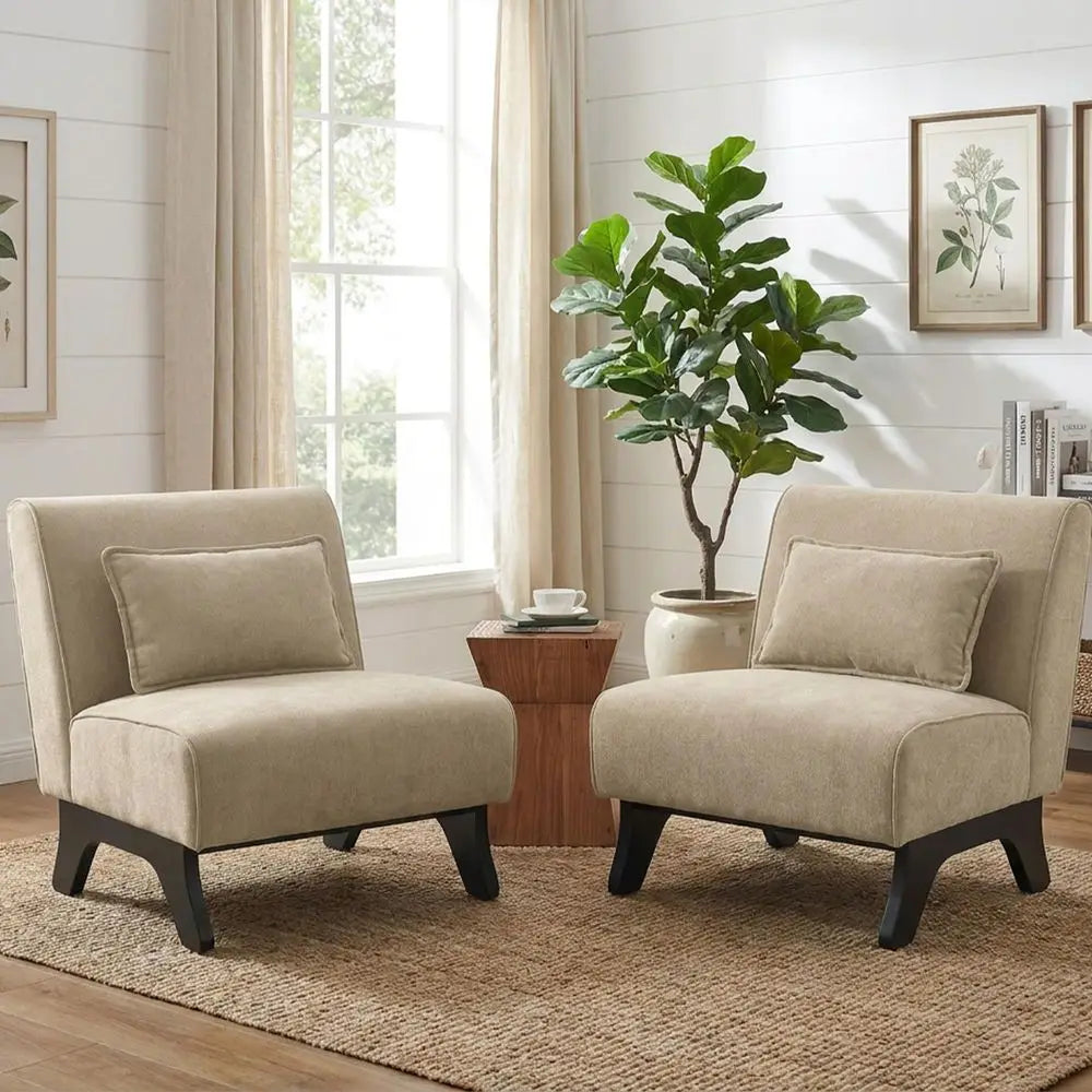 Upholstered Accent Chairs Set of Two for Living Room Seating