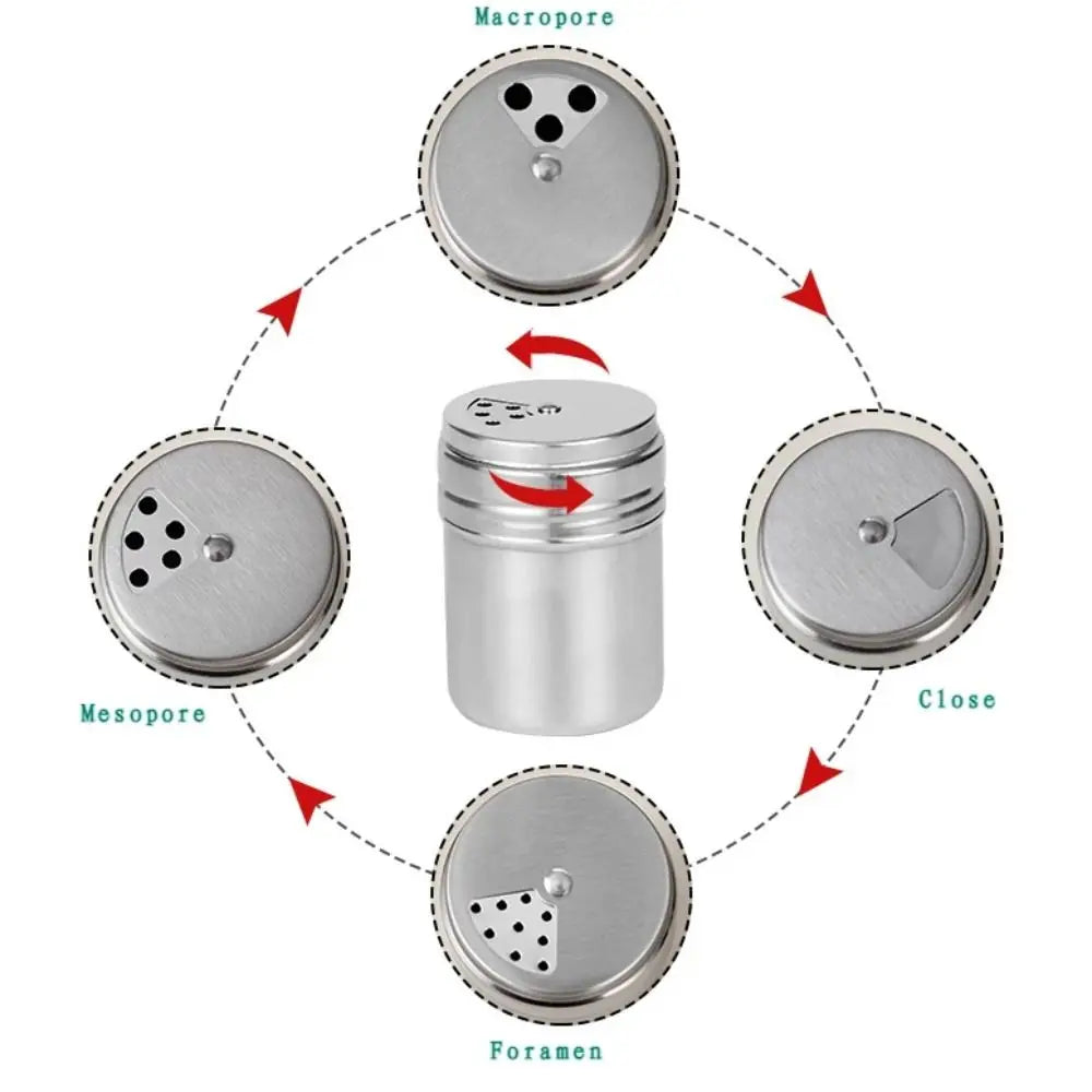 Stainless Steel Rotating Spice Shaker Jar For Salt And Sugar