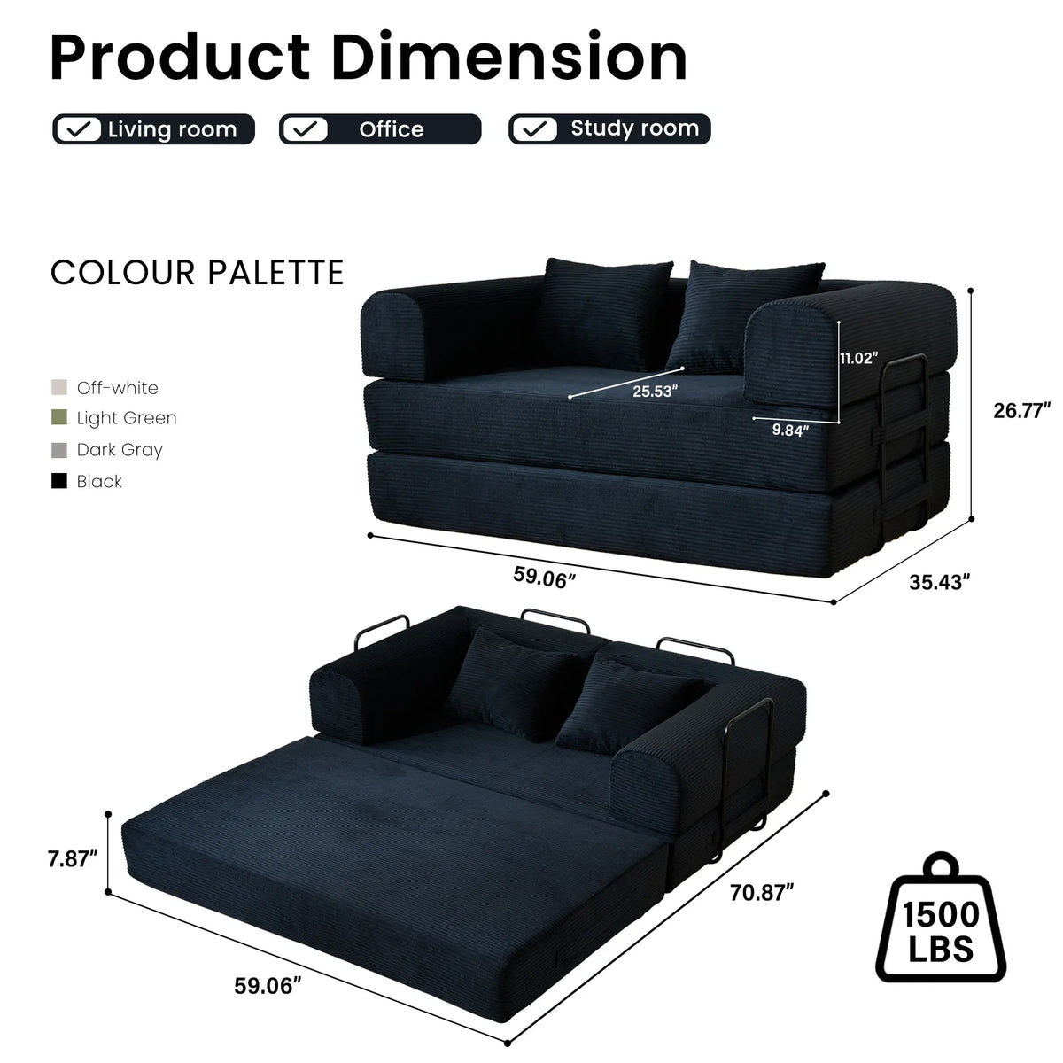 Boneless Folding Convertible Sofa Bed With Pull Out Sleeper