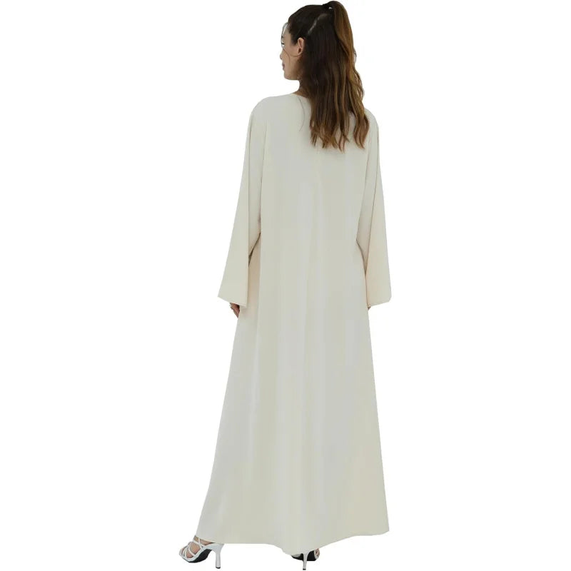 Women Long Abaya Dress With Belt Islamic Maxi Jilbab Robe
