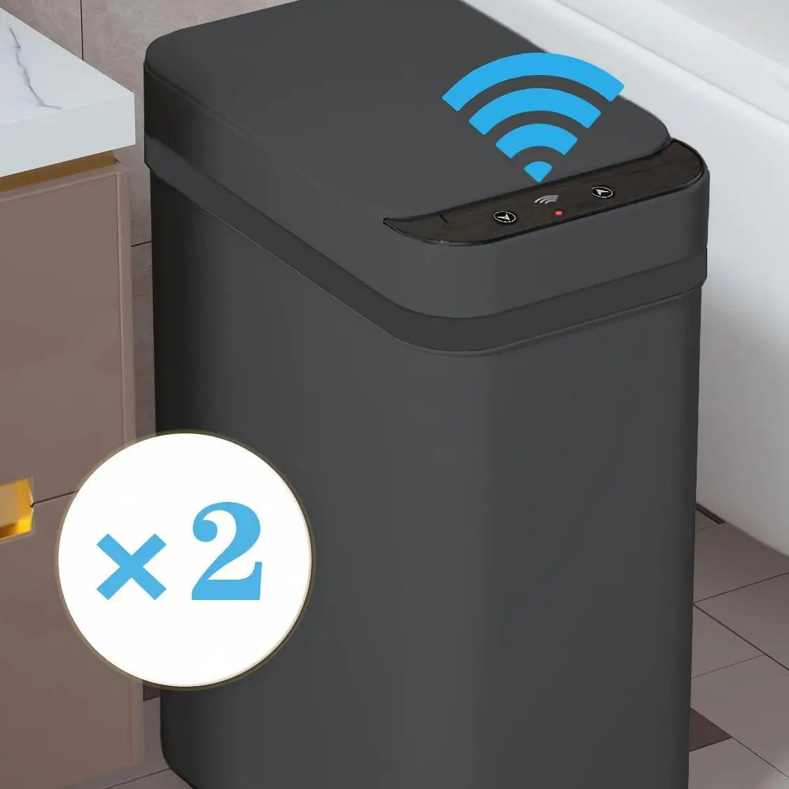 Smart WiFi Touchless Sensor Trash Can 2 Pack Home Use